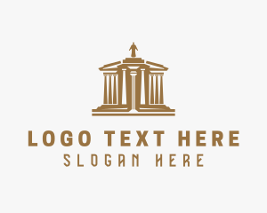 Town Hall - Greek Temple Architecture logo design