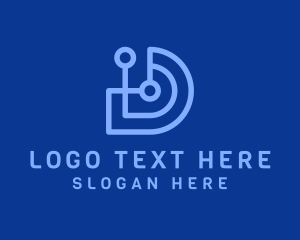 Parallelogram - Digital Network Letter D logo design