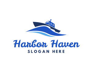 Harbor - Ocean Wave Steamboat logo design