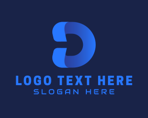 Software - 3D Digital Ribbon App Letter D logo design