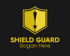 Defend - Shield Exclamation Star logo design