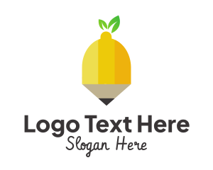 Draw - Fruit Lemon Pencil logo design