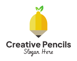 Fruit Lemon Pencil logo design