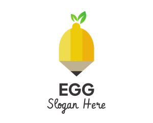 Grocer - Fruit Lemon Pencil logo design