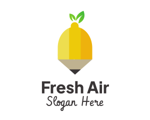 Fruit Lemon Pencil logo design