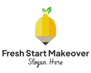 Fruit Lemon Pencil logo design