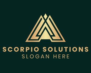 Gold Investor Letter A logo design