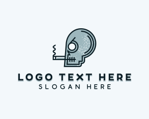 Smoker - Skull Smoking Cigarette logo design