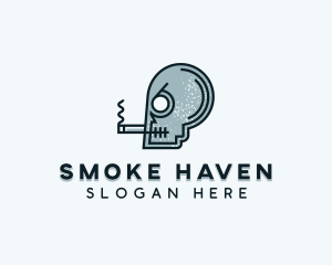 Tobacco - Skull Smoking Cigarette logo design