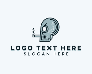 Skull Smoking Cigarette Logo