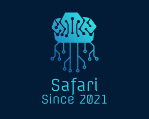 Computer - Brain Tech Circuit logo design