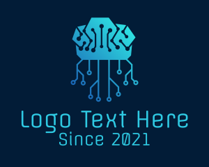Cyber Security - Brain Tech Circuit logo design