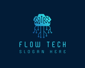 Brain Tech Circuit logo design