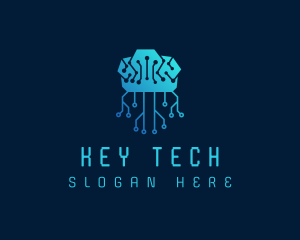 Brain Tech Circuit logo design