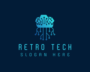 Brain Tech Circuit logo design