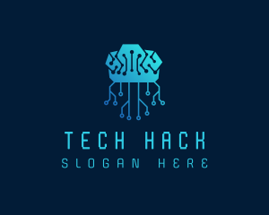 Brain Tech Circuit logo design