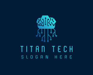 Brain Tech Circuit logo design