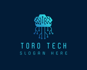 Brain Tech Circuit logo design