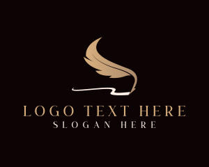 Stationery - Writing Feather Pen Author logo design