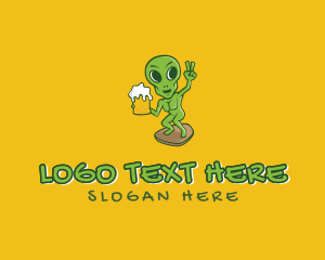 Stag Party - Alien Beer Drinker logo design