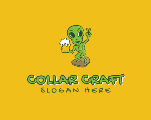 Alien Beer Drinker logo design