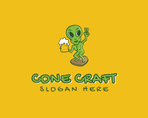 Alien Beer Drinker logo design