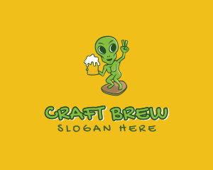 Alien Beer Drinker logo design