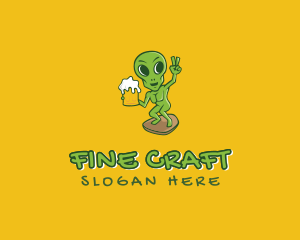 Alien Beer Drinker logo design