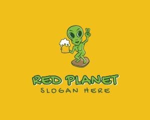 Martian - Alien Beer Drinker logo design