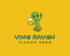 Alien Beer Drinker logo design