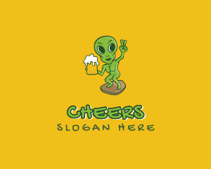 Resto Bar - Alien Beer Drinker logo design