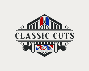 Barber Scissors Pole logo design