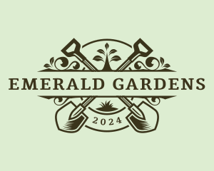 Planting Shovel Gardener logo design