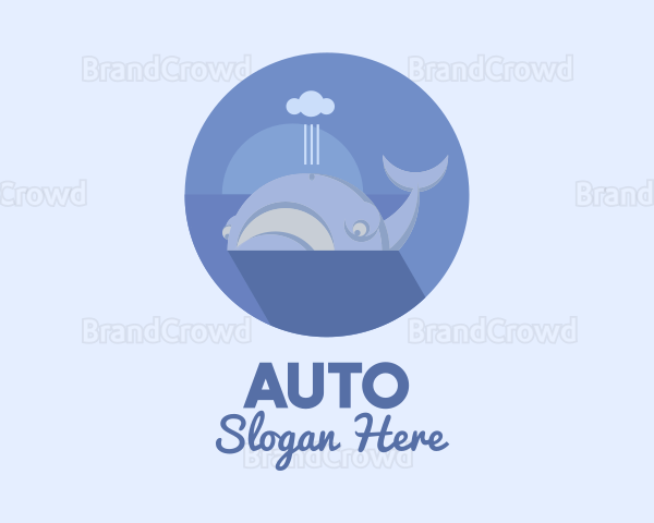 Swimming Blue Whale Logo