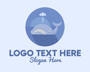 Whale Watching - Swimming Blue Whale logo design