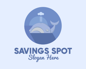 Swimming Blue Whale logo design