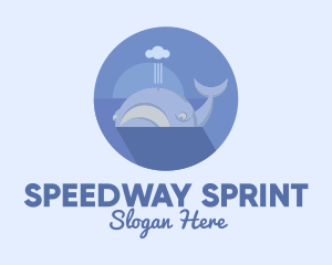 Theme Park - Swimming Blue Whale logo design