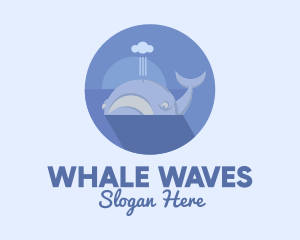 Swimming Blue Whale logo design