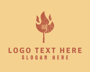 Retro - Flaming Fork BBQ logo design