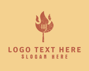 Hot - Flaming Fork BBQ logo design