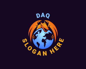 International - Dragon Creature World logo design
