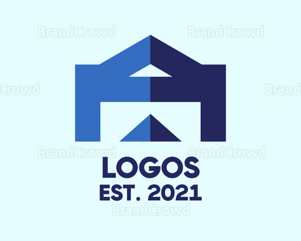 Blue House Silhouette Logo