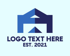 Apartment - Blue House Silhouette logo design