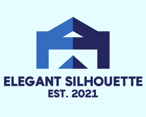 Blue House Silhouette logo design