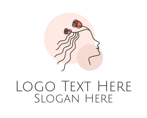Woman - Monoline Floral Maiden logo design