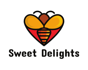 Bee Love Heart logo design