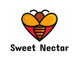 Bee Love Heart logo design