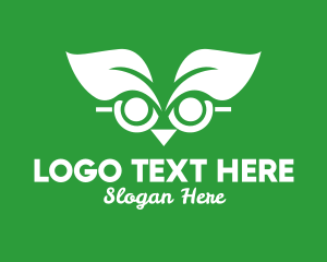 White - Wise Leaf Owl logo design