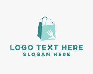 Ecommerce - Leaf Fork Shopping Bag logo design