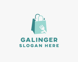 Supermarket - Leaf Fork Shopping Bag logo design